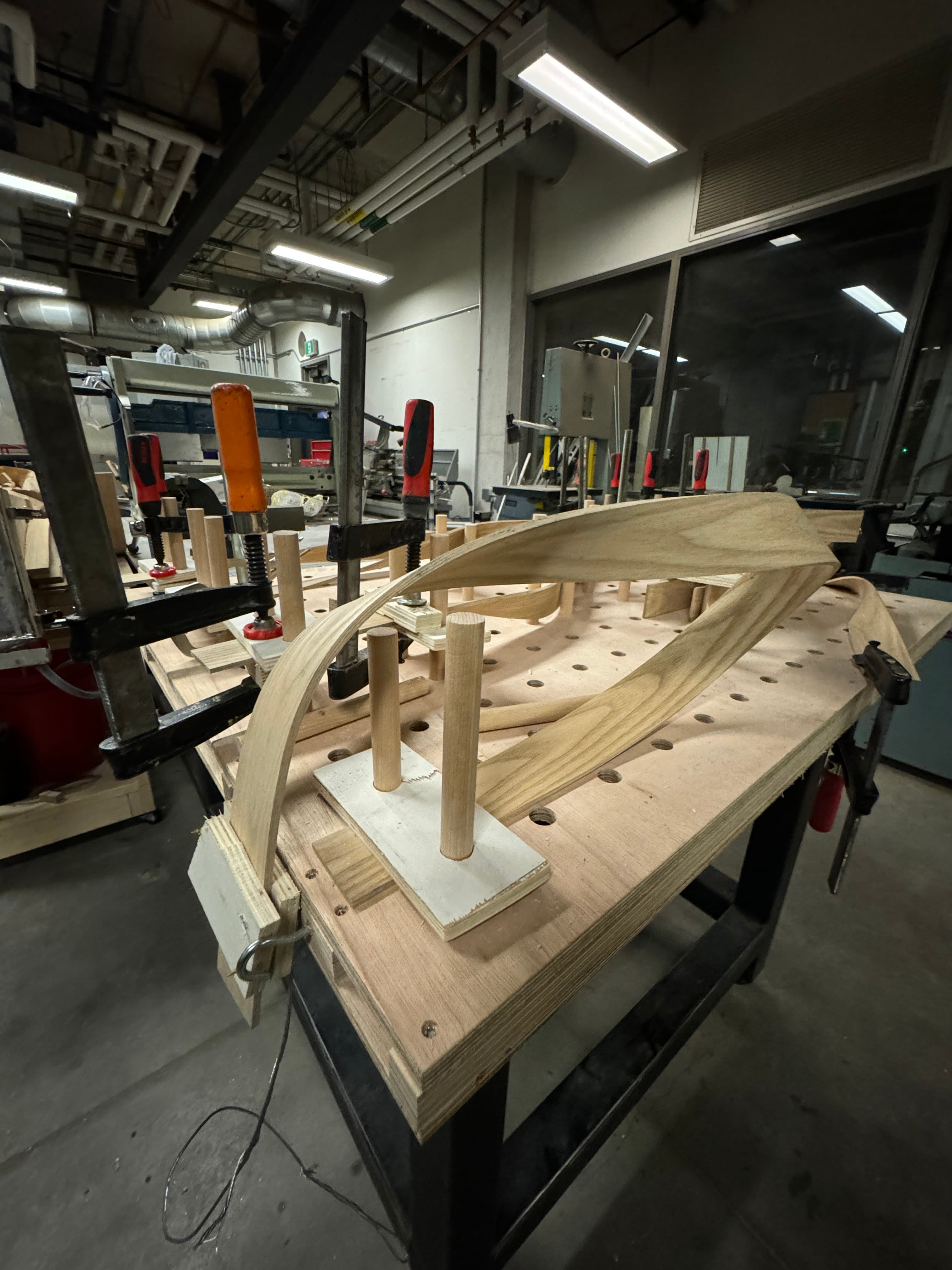 Timber forming for the Steam Bent Wood Lamp