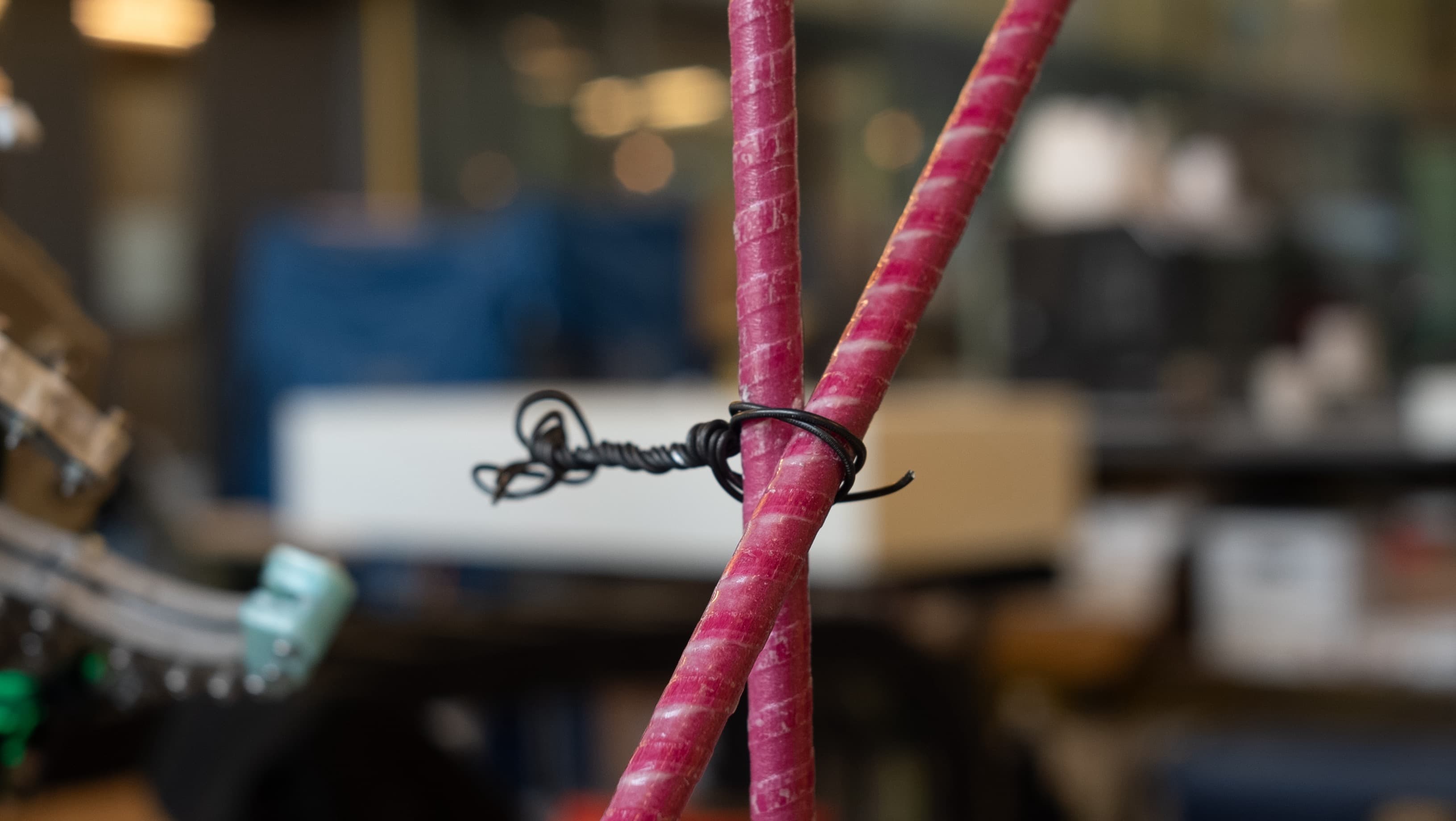 Completed robotic wire tying assembly