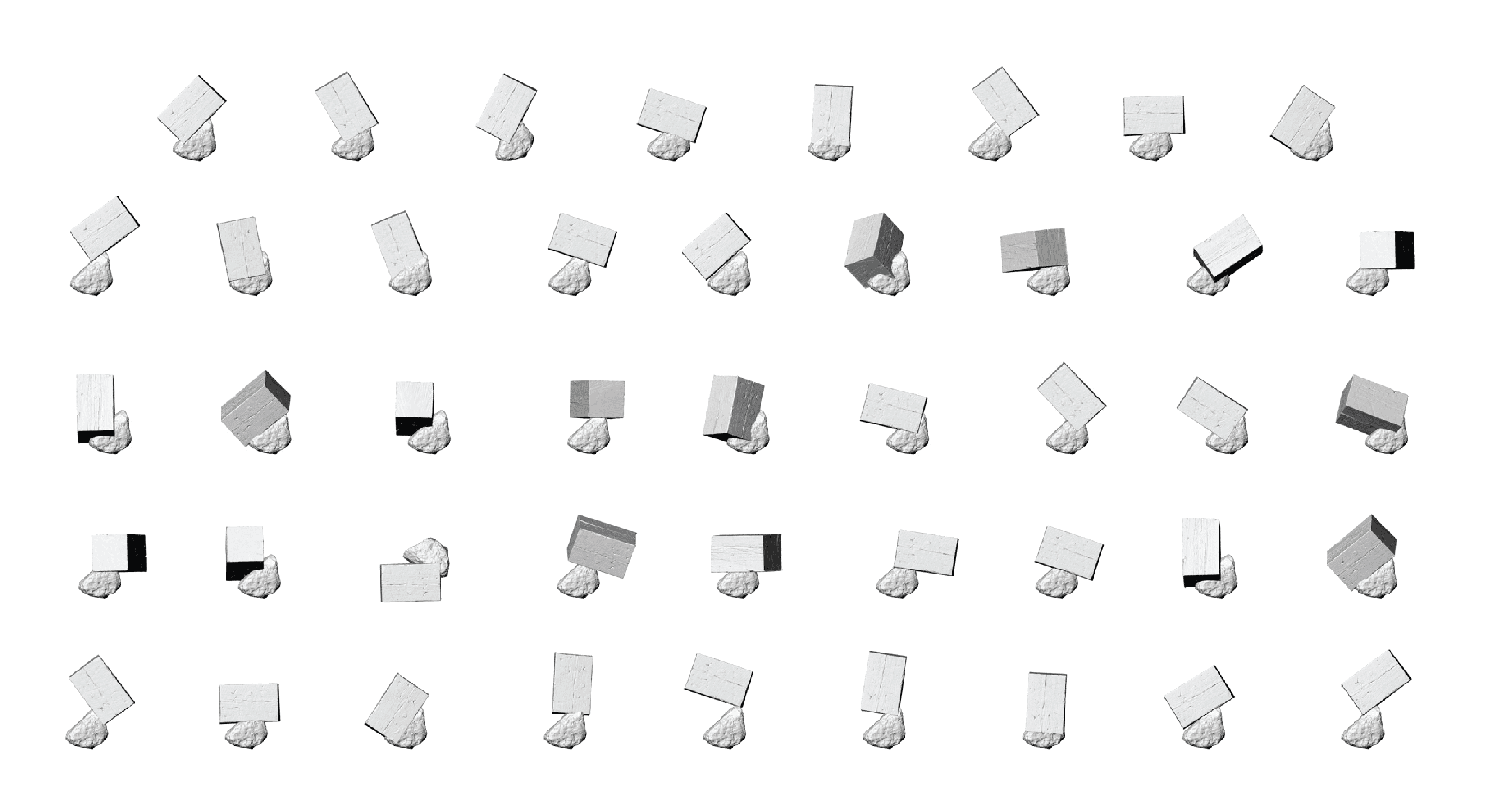 Digital orientation iterations between the reclaimed timber and stone