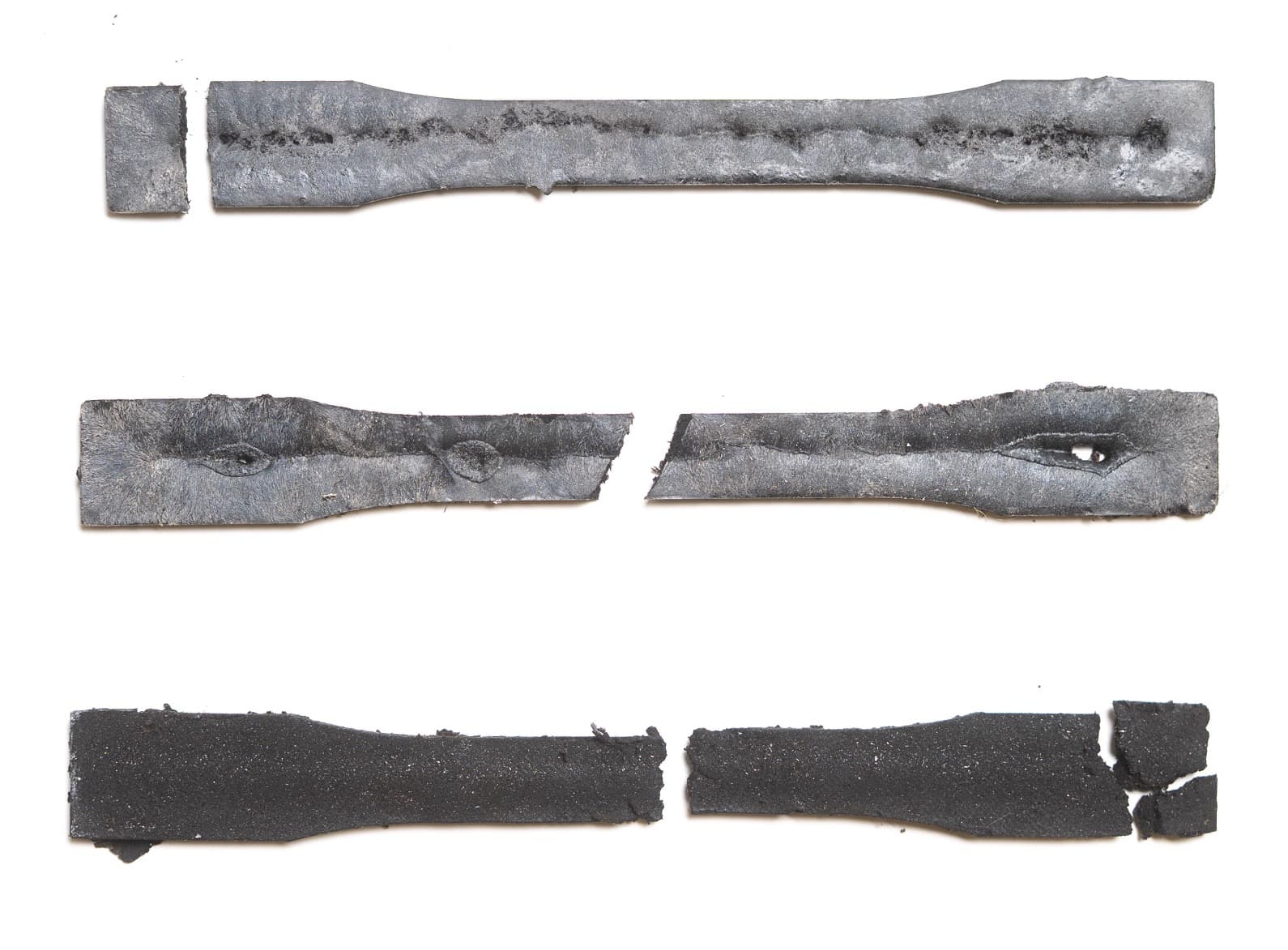 Early lignin dog-bone specimens