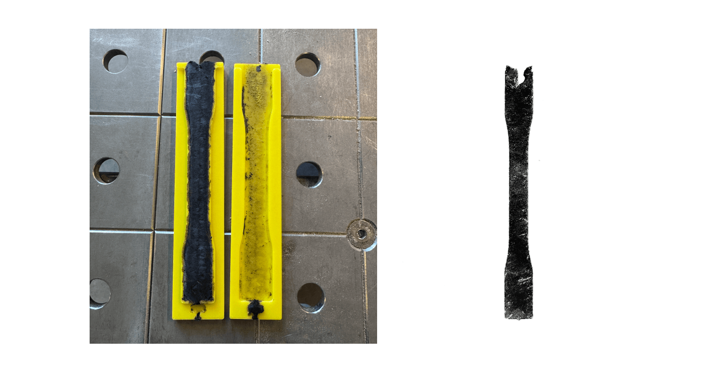 Vertical dog-bone casting mold and resulting specimen