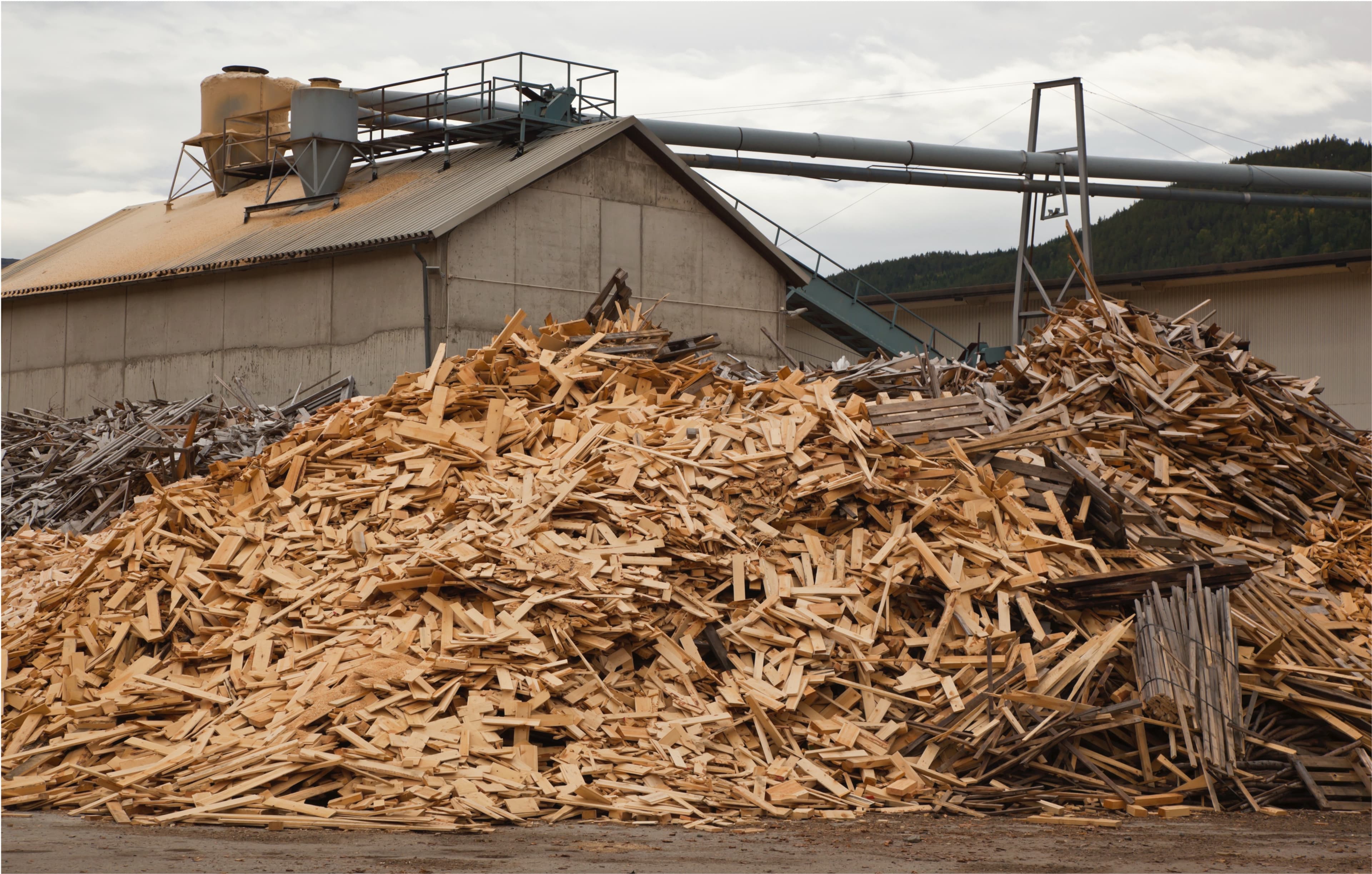 Wood offcuts generated through construction and lumber processing