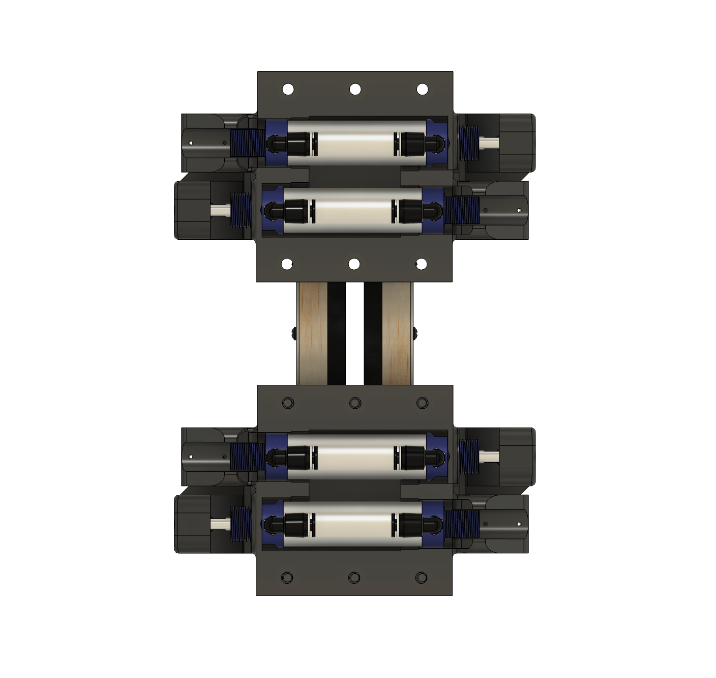 Pneumatic cylinder and linear rail system